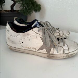 Golden Goose White and Gray Star Sneakers